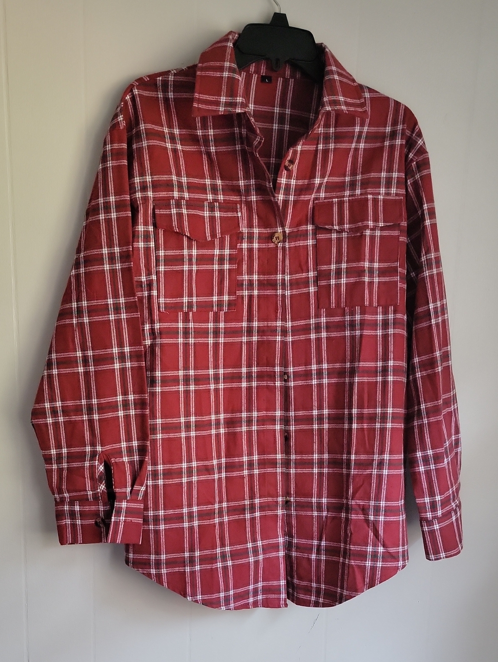 Red Plaid Button-Up Shirt